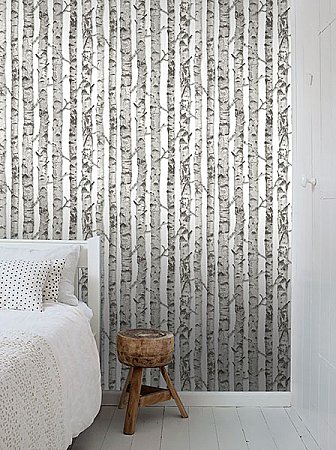 Merman Light Grey Birch Tree Wallpaper