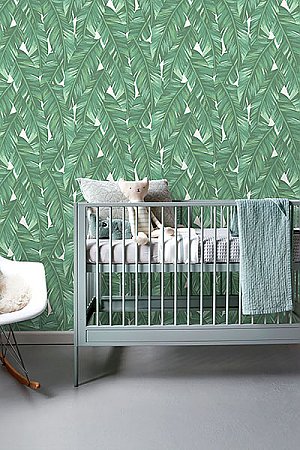 Dumott Green Tropical Leaves Wallpaper