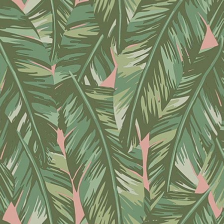 Dumott Olive Tropical Leaves Wallpaper