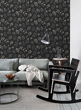 Cynara Charcoal Scandinavian Floral Wallpaper