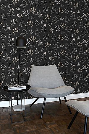 Cynara Charcoal Scandinavian Floral Wallpaper