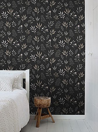 Cynara Charcoal Scandinavian Floral Wallpaper