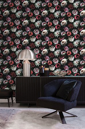 Contessa Ruby Flowers Wallpaper