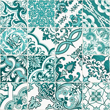 Cohen Turquoise Tile Wallpaper