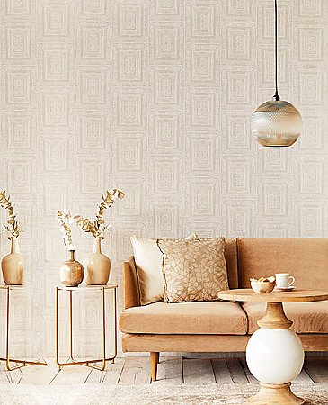 Olsson Off-White Wood Panel Wallpaper