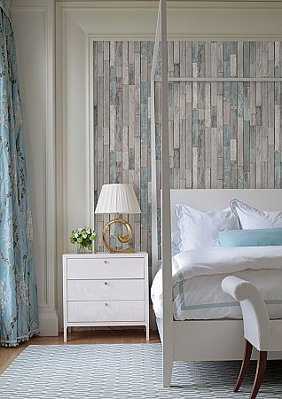 Barn Board Grey Thin Plank Wallpaper
