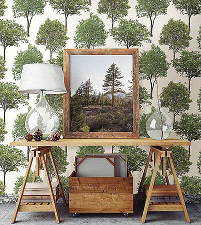 Tree Tops Green Photographic  Wallpaper