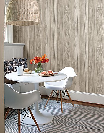 Paneling Grey Wide Plank Wallpaper