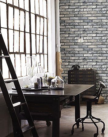 Painted Grey Brick Wallpaper