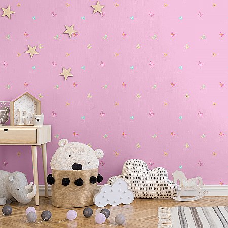 Josephina Pink Ditsy Butterfly Wallpaper
