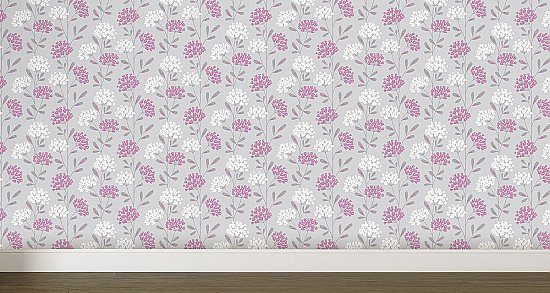Ola Grey Floral Wallpaper