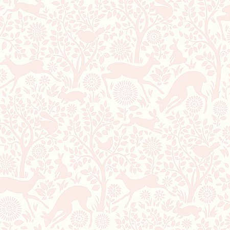 Anahi Light Pink Forest Fauna Wallpaper
