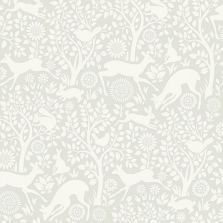 Anahi Light Grey Forest Fauna Wallpaper