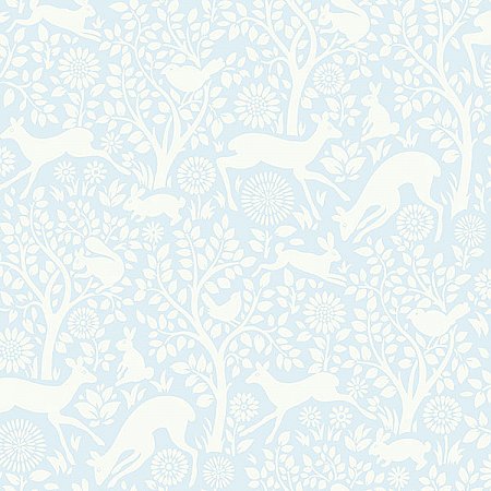 Anahi Light Blue Forest Fauna Wallpaper
