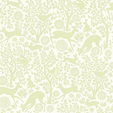 Anahi Light Green Forest Fauna Wallpaper
