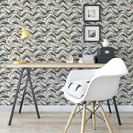 Stealth Grey Camo Wave Wallpaper