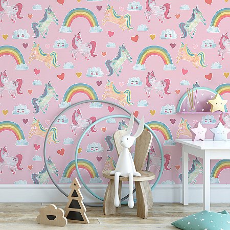 Elora Pink Unicorn Wonderland Wallpaper