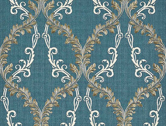 Dis Rumba Blue Scroll Damask Wallpaper