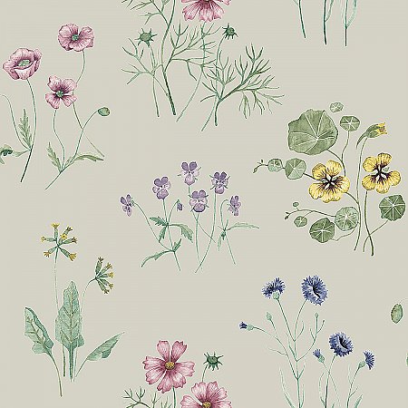 Maj Grey Wildflower Wallpaper