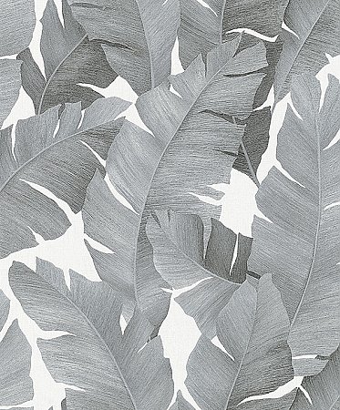 Attalea Grey Palm Leaf Wallpaper