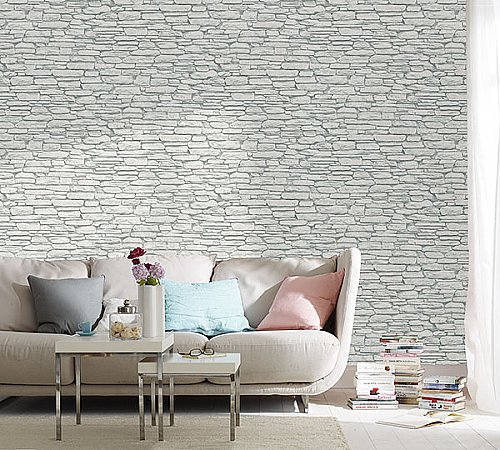 Kamen Light Grey Stone Wallpaper
