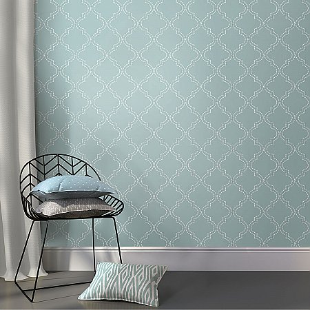 Slate Blue Quatrefoil Peel & Stick Wallpaper