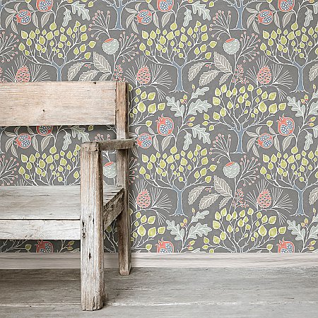 Groovy Garden Grey Peel & Stick Wallpaper