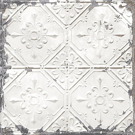 Vintage Tin Tile Off-White Metallic Peel & Stick Wallpaper