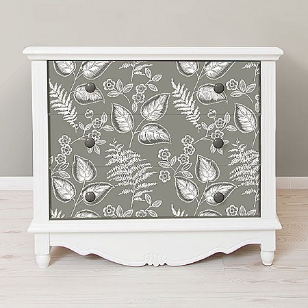 Grey Foliage Peel & Stick Wallpaper