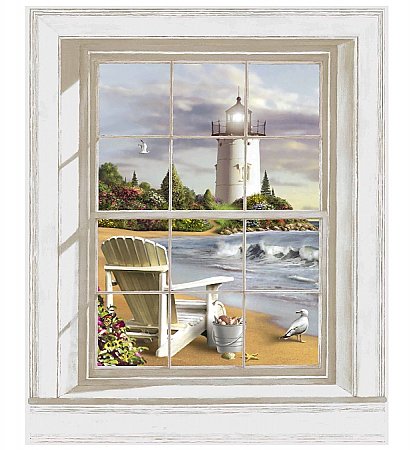 Scenic Lighthouse Art Accent Window Mural BJ1224MMP