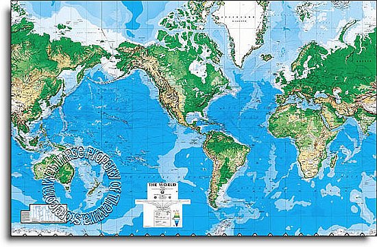 Deluxe Executive Laminated World Map Mural C900 by Environmental Graphics