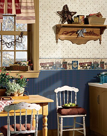 Joseph Blue Farmhouse Tartan Wallpaper