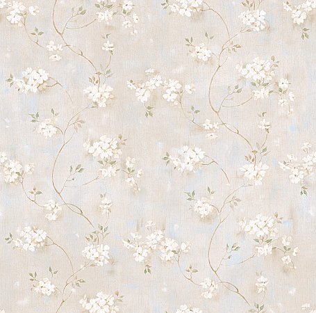 Braham Grey Country Floral Scroll Wallpaper