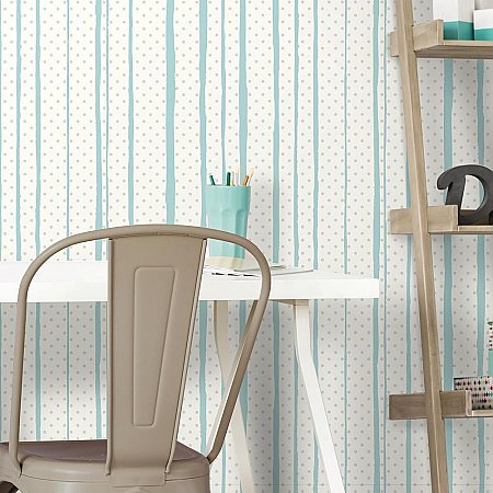 ALL MIXED UP SILVER/TEAL PEEL & STICK WALLPAPER