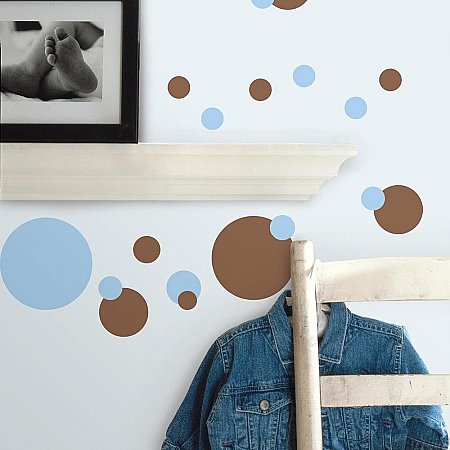 JUST DOTS BLUE/BROWN PEEL & STICK WALL DECALS