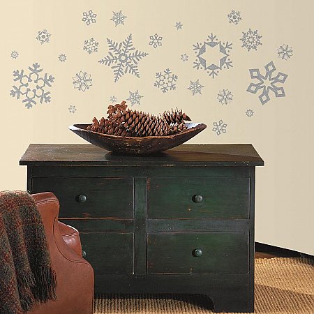 GLITTER SNOWFLAKES PEEL & STICK WALL DECALS
