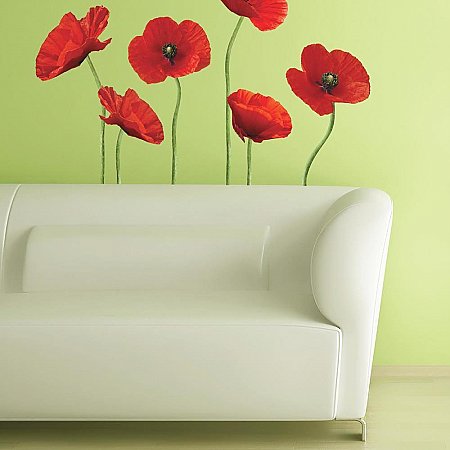 POPPIES AT PLAY PEEL & STICK GIANT WALL DECALS