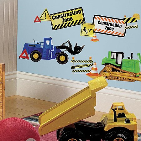 CONSTRUCTION TRUCKS PEEL AND STICK WALL DECALS