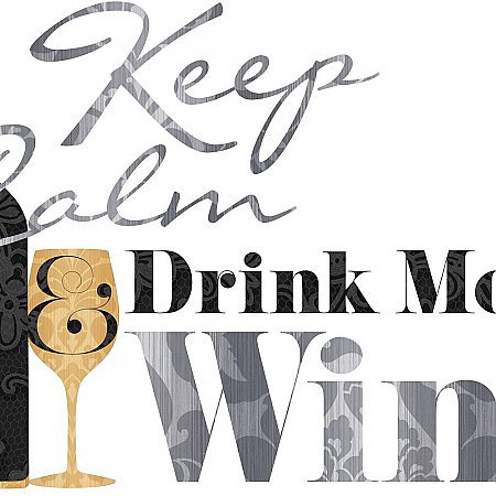 KEEP CALM & DRINK WINE QUOTE PEEL AND STICK WALL DECALS