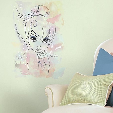 DISNEY FAIRIES - TINK 'I BELIEVE IN FAIRIES' WATERCOLOR GRAPHIC PEEL AND STICK WALL DECALS