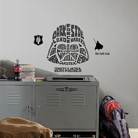 STAR WARS TYPOGRAPHIC DARTH VADAR PEEL AND STICK GIANT WALL DECALS