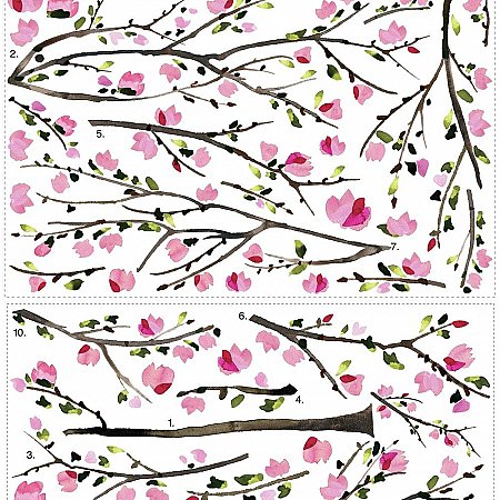 PINK BLOSSOM TREE PEEL AND STICK GIANT WALL DECALS