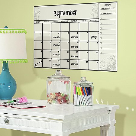 SCROLL DRY ERASE CALENDAR PEEL AND STICK WALL DECALS