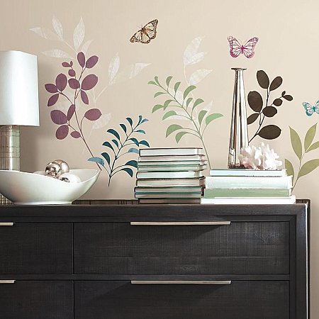 BOTANICAL BUTTERFLY PEEL AND STICK WALL DECALS