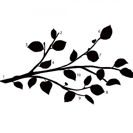 MODERN REALISTIC BRANCH PEEL AND STICK WALL DECALS WITH BENDABLE FLOWER MIRRORS