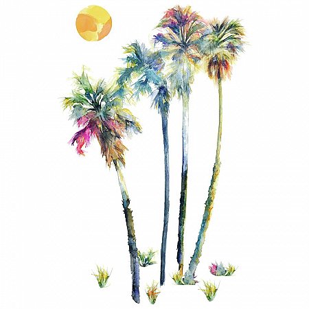 WATERCOLOR PALM TREES PEEL AND STICK GIANT WALL DECALS