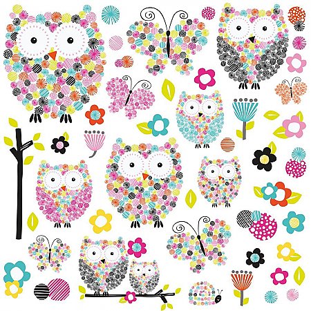 PRISMA OWLS AND BUTTERFLIES PEEL AND STICK WALL DECALS