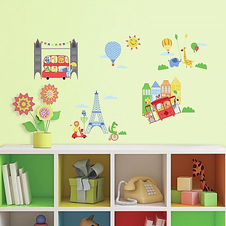 ANIMALS IN THE CITY PEEL AND STICK WALL DECALS