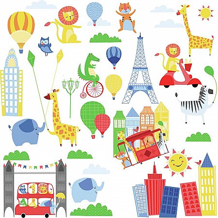 ANIMALS IN THE CITY PEEL AND STICK WALL DECALS