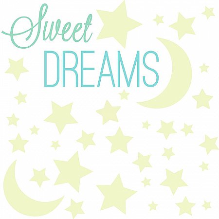SWEET DREAMS GLOW IN THE DARK PEEL AND STICK WALL DECALS